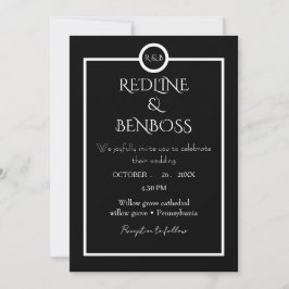 Convites Elegant Minimalist  Black & White Wedding  Invitat