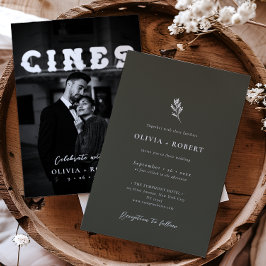 Convites Elegant Minimalist Botanical Photo Wedding