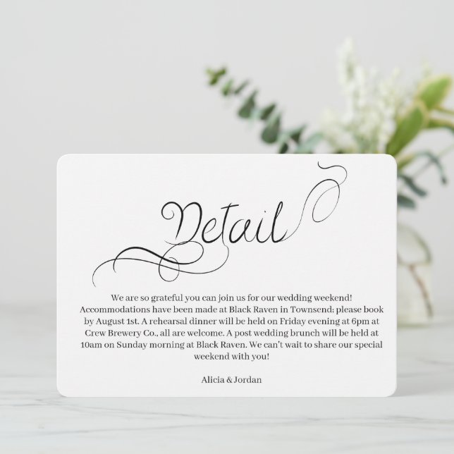 Convites Elegant Minimalist Calligraphy Wedding Invitation (Em pé/Frente)