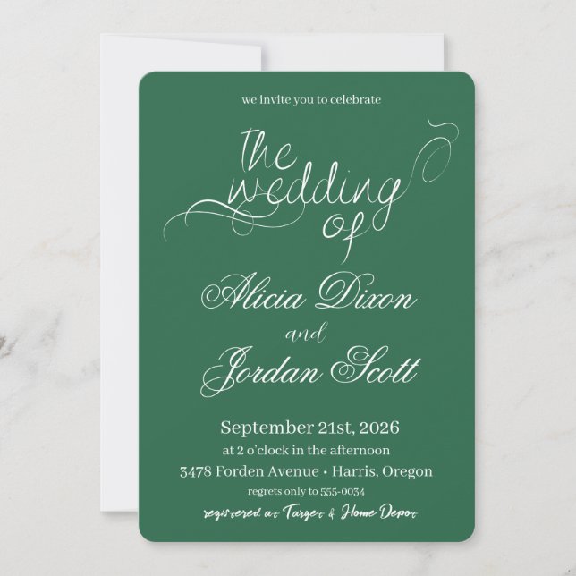 Convites Elegant Minimalist Calligraphy Wedding Invitation (Frente)