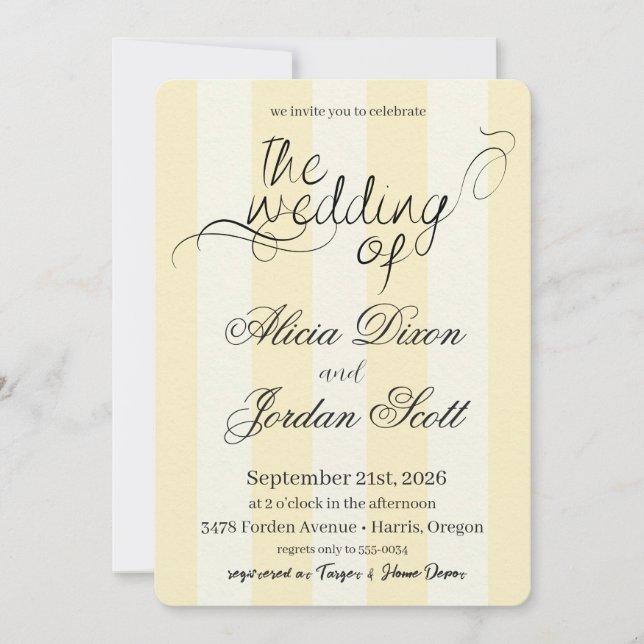 Convites Elegant Minimalist Calligraphy Wedding Invitation (Frente)