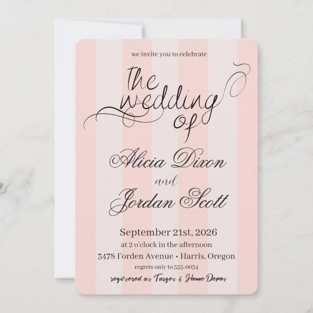 Convites Elegant Minimalist Calligraphy Wedding Invitation (Frente)