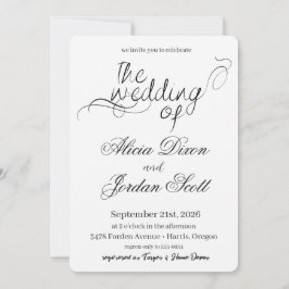 Convites Elegant Minimalist Calligraphy Wedding Invitation