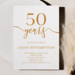 Convites Elegant Minimalist Champagne 50th Birthday Party<br><div class="desc">This is a Minimal Minimalist Champagne White 50th Birthday Party Invitation!</div>