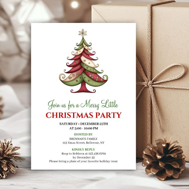 Convites Elegant minimalist Christmas tree festive invite (Elegant minimalist Christmas tree festive invite)