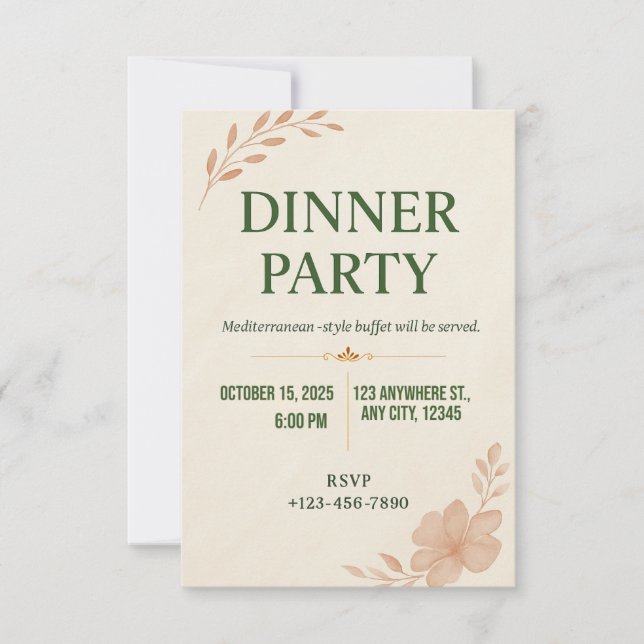 Convites Elegant Minimalist Dinner Party Invitation (Frente)