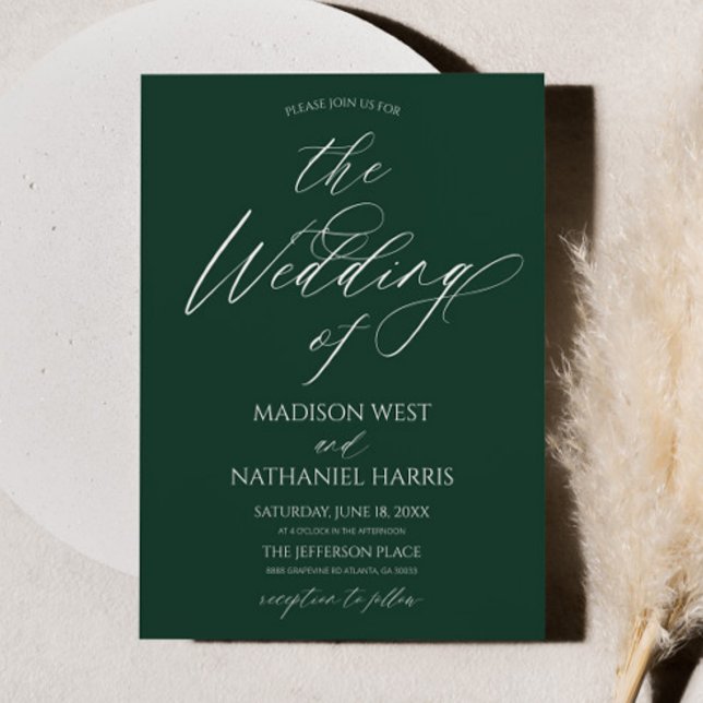 Convites Elegant Minimalist Emerald Green Wedding (Criador carregado)