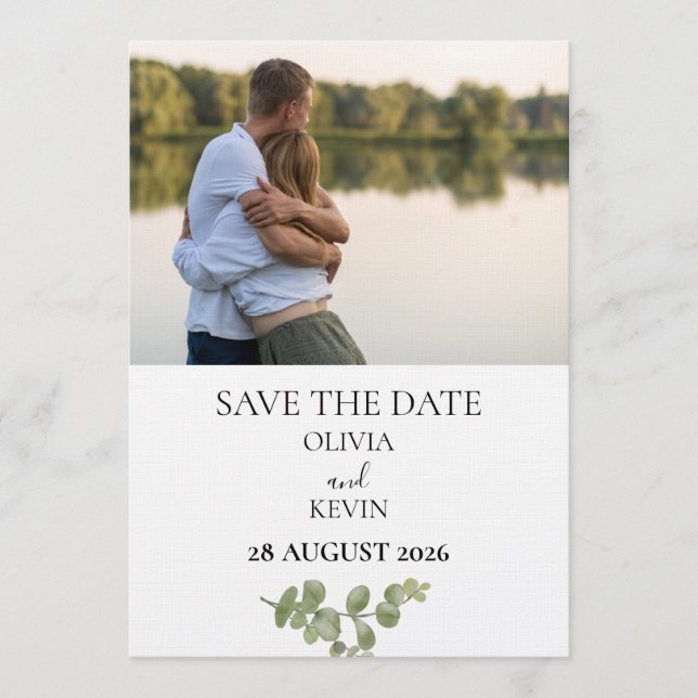 Convites Elegant Minimalist Eucalyptus Save the Date (Frente)