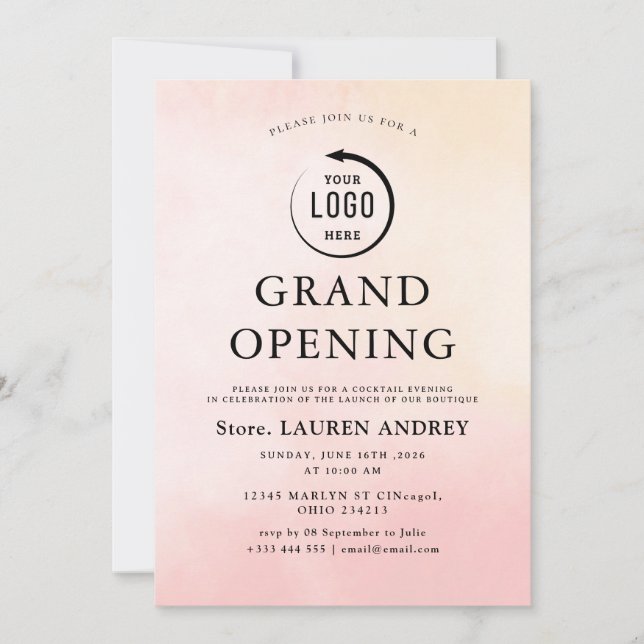 Convites Elegant Minimalist Grand Opening Invitation (Frente)