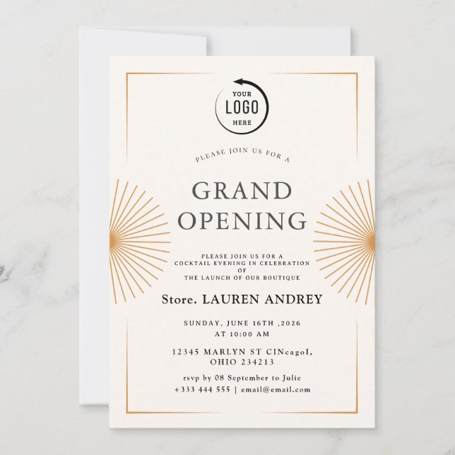Convites Elegant Minimalist Grand Opening Invitation (Frente)