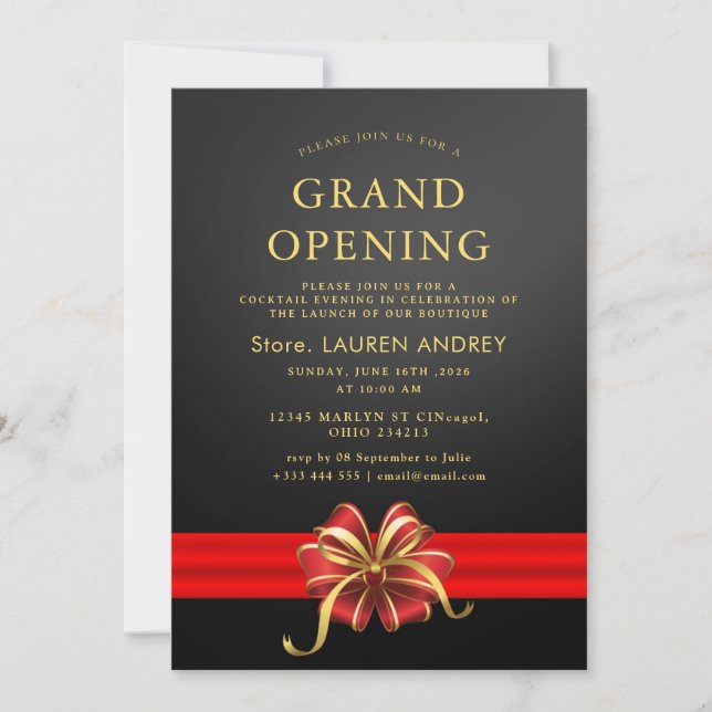 Convites Elegant Minimalist Grand Opening Invitation (Frente)
