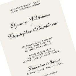 Convites Elegant Minimalist Ivory Calligraphy Wedding