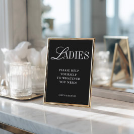 Convites Elegant Minimalist Ladies Bathroom Basket Sign