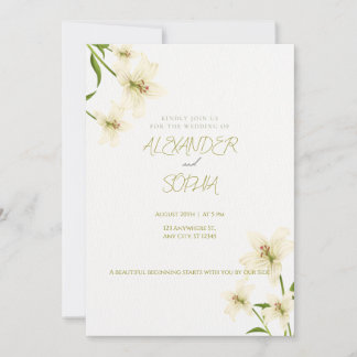 CONVITES ELEGANT MINIMALIST LILY WEDDING INVITATION