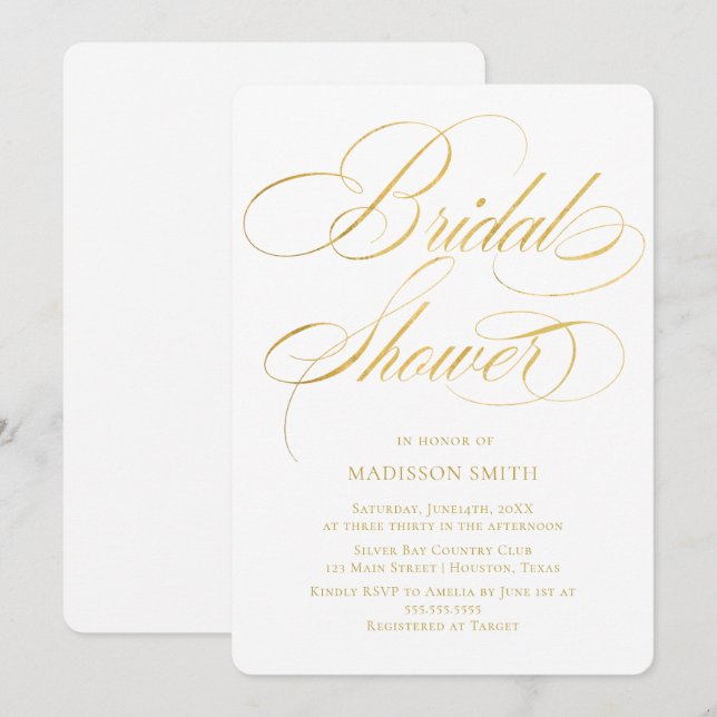 Convites Elegant Minimalist modern Bridal Shower  (Frente/Verso)