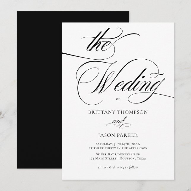 Convites Elegant Minimalist modern Wedding (Frente/Verso)
