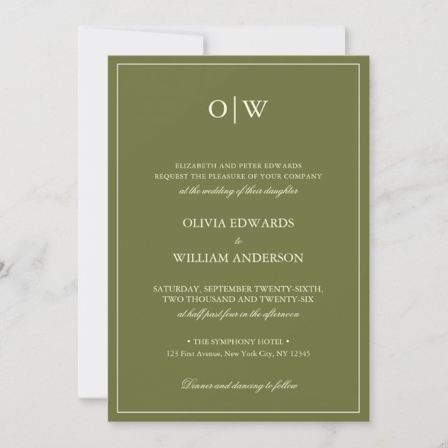 Convites Elegant Minimalist Monogram Wedding (Frente)