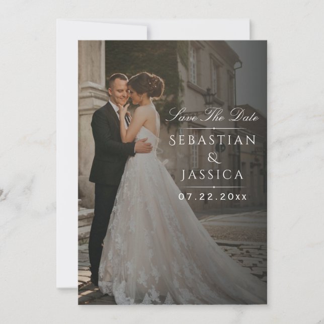 Convites Elegant Minimalist Photo Save The Date (Frente)