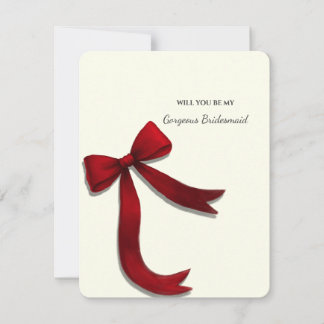 Convites Elegant Minimalist Red Bow Bridesmaid Proposal