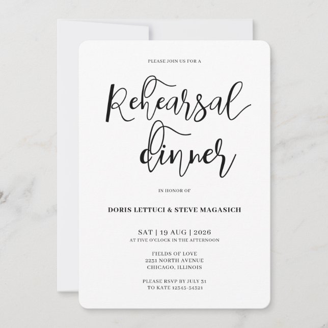 Convites Elegant Minimalist Rehearsal Dinner Invitation (Frente)