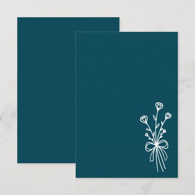 Convites Elegant Minimalist Teal Wedding (Frente/Verso)
