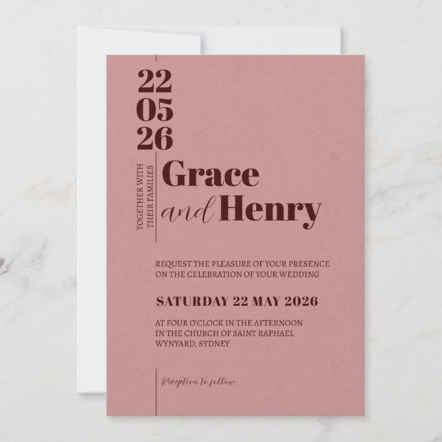 Convites Elegant Minimalist Wedding Invitation (Frente)