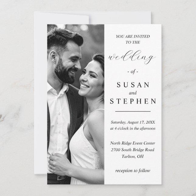 Convites Elegant Minimalist Wedding Invitation Card (Frente)
