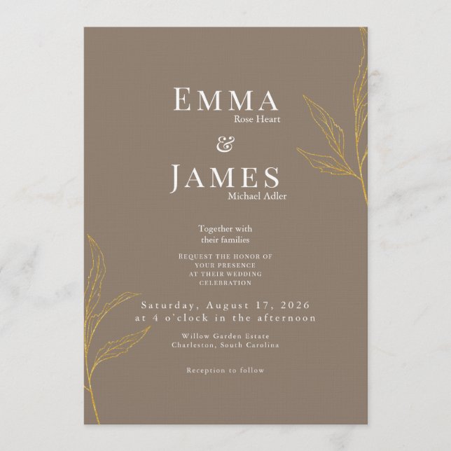 Convites Elegant Minimalist Wedding Invitation | Modern (Frente)