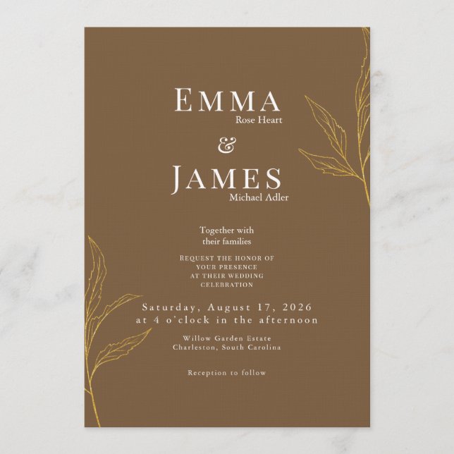 Convites Elegant Minimalist Wedding Invitation | Modern (Frente)