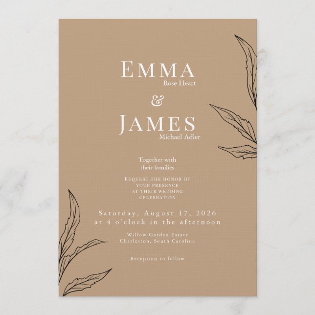 Convites Elegant Minimalist Wedding Invitation | Modern (Frente)