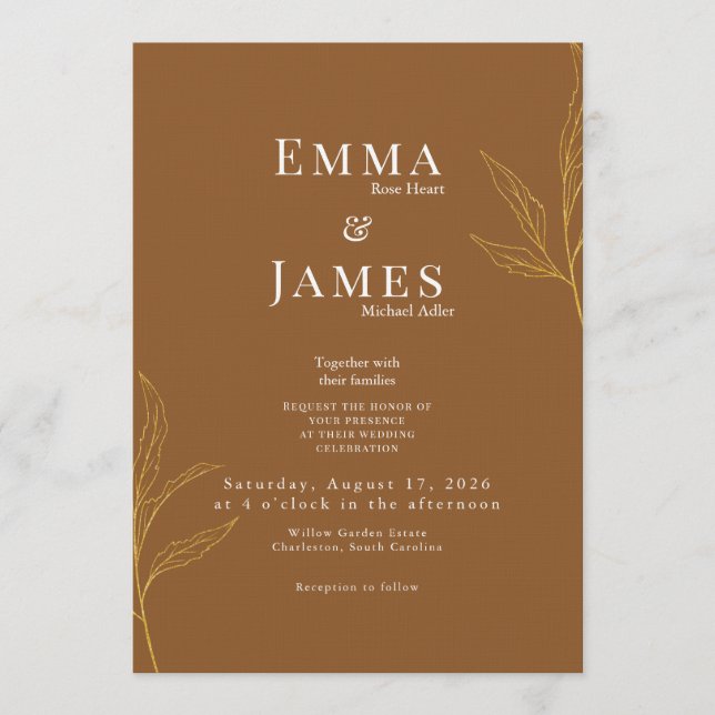 Convites Elegant Minimalist Wedding Invitation | Modern (Frente)