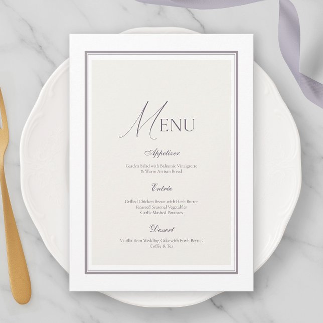 Convites Elegant Minimalist Wedding Menu Card (Criador carregado)