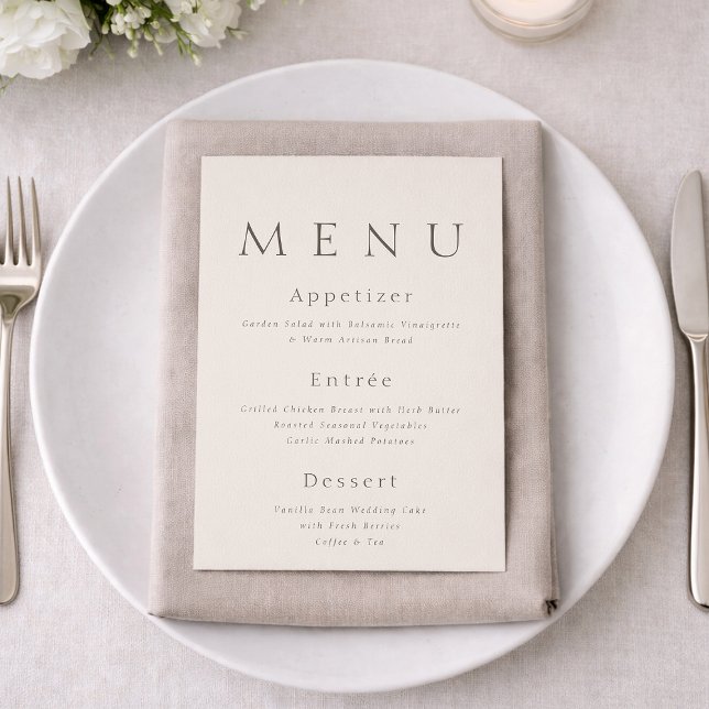 Convites Elegant Minimalist Wedding Menu Card  (Criador carregado)