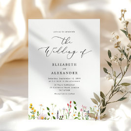 Convites Elegant minimalist wildflower wedding