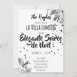 Convites Elegant Modern Black & White Christmas Invite