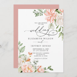 Convites Elegant Modern Blush White Floral Wedding