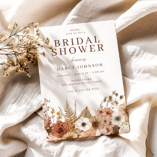 Convites Elegant Modern Boho Floral Bridal Shower