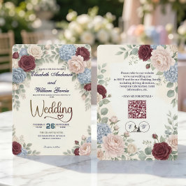 Convites Elegant Modern Botanical All In One QR Code