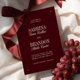 Convites Elegant Modern Burgundy & Ivory Formal Wedding