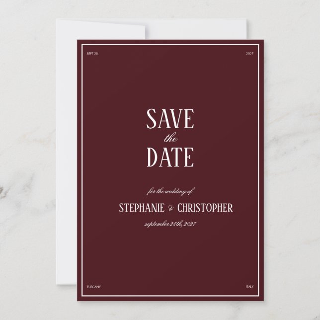 Convites Elegant Modern Burgundy Wedding (Frente)