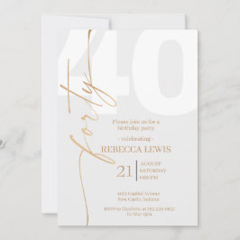 Convites Elegant Modern Calligraphy 40th Adult Birthday