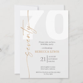 Convites Elegant Modern Calligraphy 70th Adult Birthday