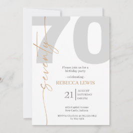 Convites Elegant Modern Calligraphy 70th Adult Birthday