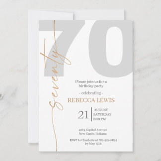 Convites Elegant Modern Calligraphy 70th Adult Birthday