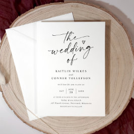 Convites Elegant Modern Handwriting Black & White Wedding