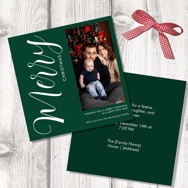 Convites Elegant Modern Photo Holiday Invitation | Merry  (Criador carregado)