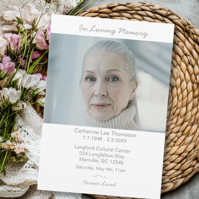 Convites Elegant Modern Photo In Loving Memory Funeral (Elegant Modern Photo In Loving Memory Funeral Invitation)