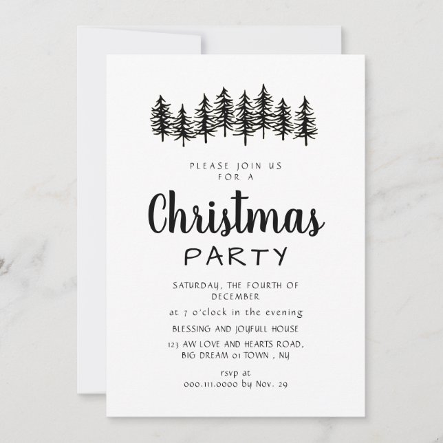 Convites Elegant Modern Pine Forest Christmas Party (Frente)