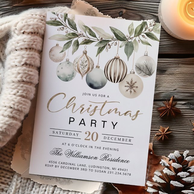 Convites Elegant Modern Retro Christmas Party Invitation (Elegant Modern Retro Christmas Party Invitation)
