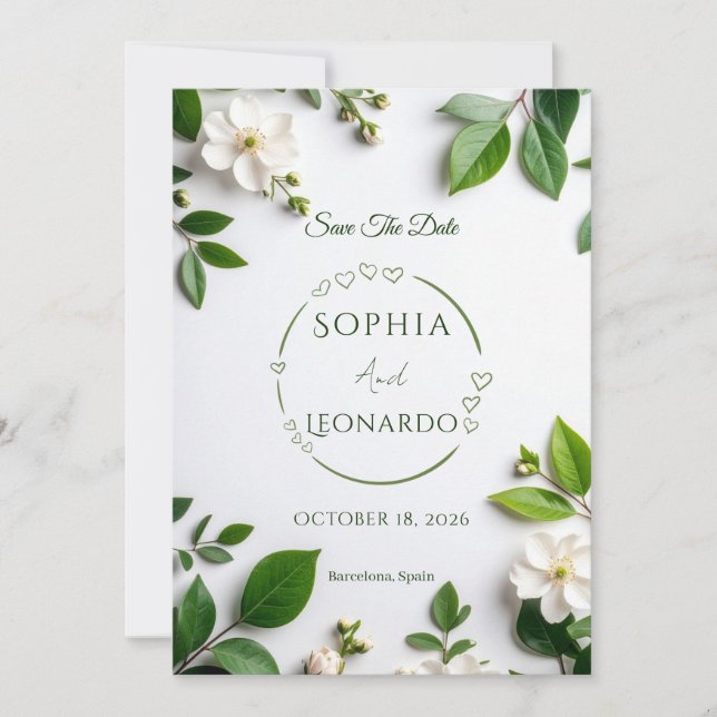 Convites Elegant Modern Save the Date Card - Customizable (Frente)